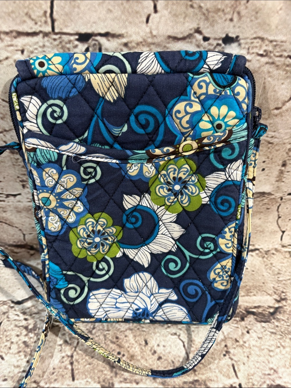 Vera Bradley Navy Floral Quilted Crossbody with Teal & Cream Accents - Picture 3 of 9